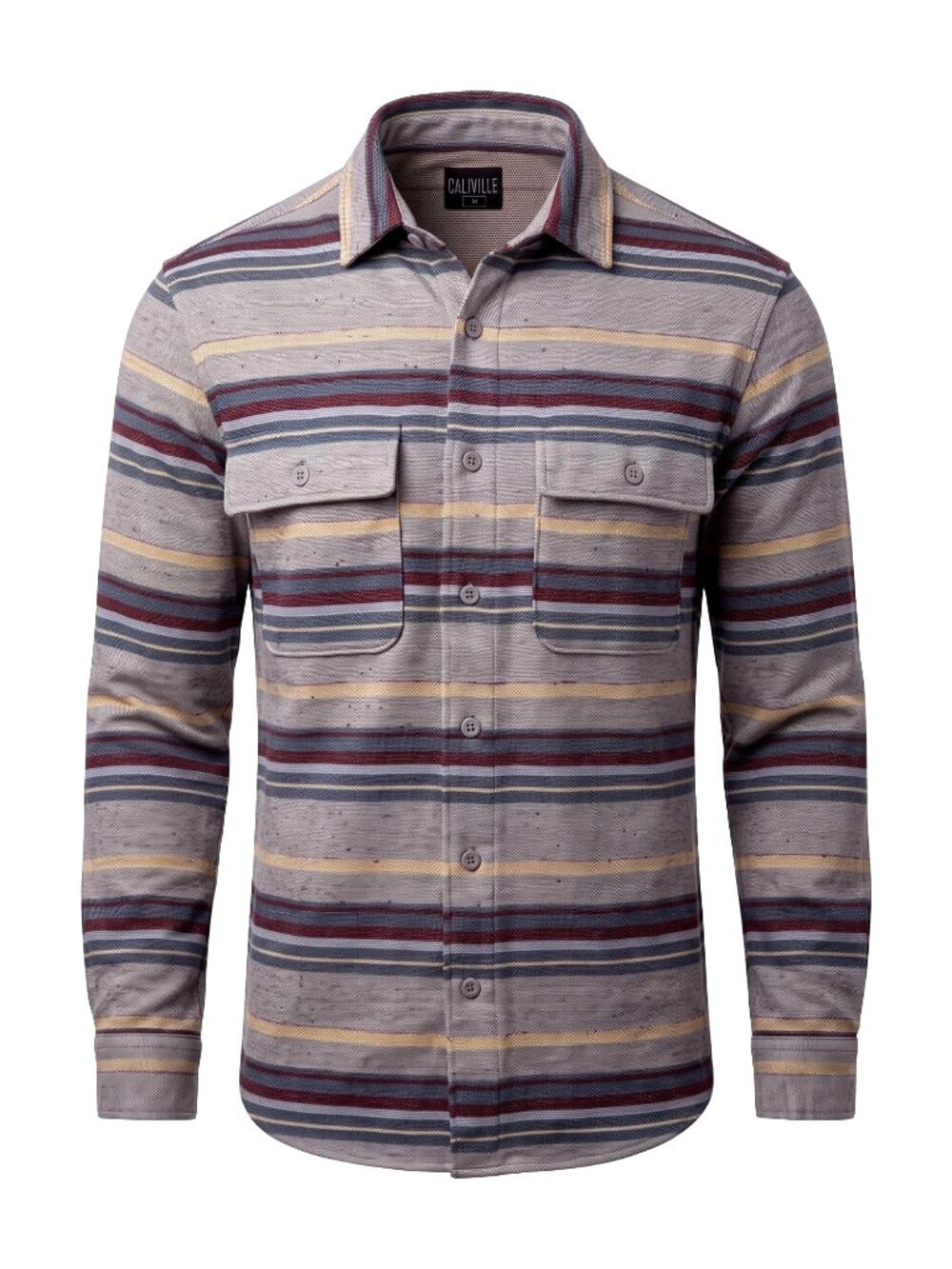 Caliville Mens M Soft Stretch Flannel Shirt Multicolor Stripe Long Sleeve NWOT